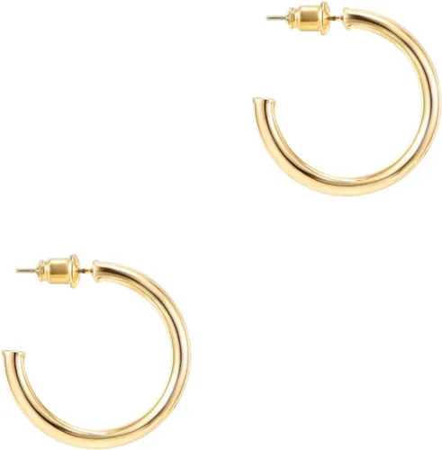 Miniatura 10 de PAVOI Aretes de aro chapados en oro de 14 quilates para mujer, aretes de aro de oro infinito de 0.079 pulgadas de grosor, aretes de bucle chapados