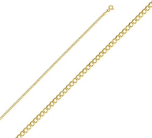 Miniatura 2 de Wellingsale 14K Solid Gold Cuban Link Curb Chains (Select Options)