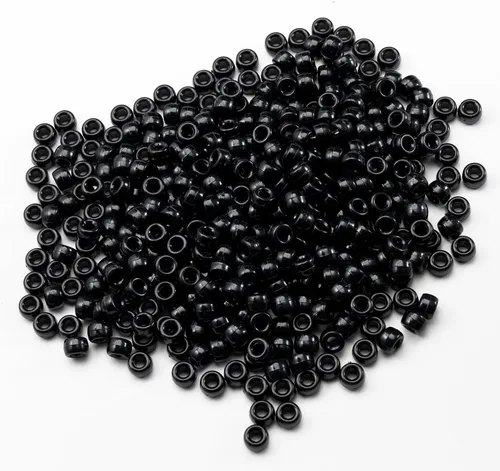 Miniatura 3 de Gxueshan 1000 Piezas Cuentas de Pony de Acrílico Negro 6x9mm con Gran Agujero Cuentas Kandi para Bolígrafos, Pulseras de Amistad, Collares, Joyería