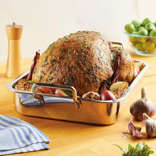 Miniatura 4 de Farberware Classic Traditions - Asador/sartén para asar de acero inoxidable con estante, 17" x 12.25