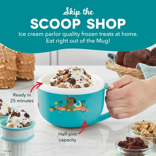 Miniatura 2 de Disney Dash My Mug - Máquina para hacer helados, sirve una sola porción de helado, yogur congelado, sorbete y más, fácil de limpiar y usar, Moana, 1