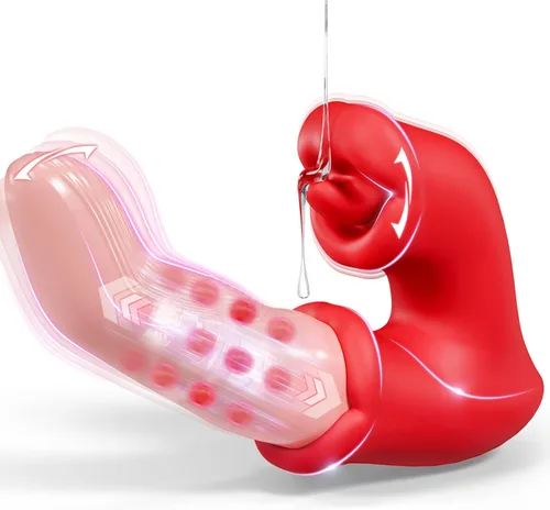 Juguetes sexuales para adultos para mujeres, consolador en forma de dedo con 10 modos de oscilación, lamer y vibración, empuje de anillo deslizante,