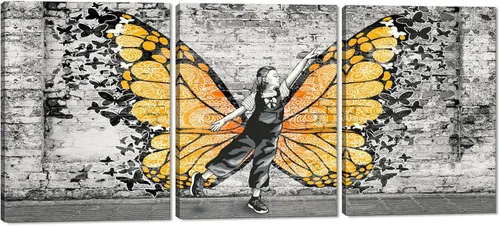 Miniatura 13 de 3 paneles divertidos de Banksy Graffiti Street Wall Art Cuadros de graffiti, autobús, metro, obras de arte modernas para decoración de pared