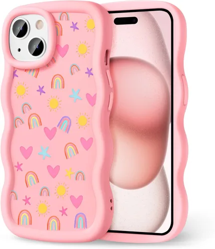 Miniatura 98 de Compatible con iPhone SE/8/7 Funda para Mujeres y Niñas, Marco Ondulado Rizado con Patrón Lindo, Estética Delgada Suave Silicona TPU Parachoques