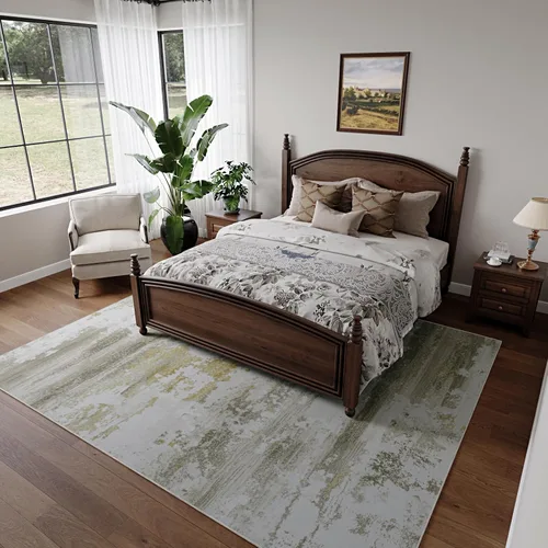 Miniatura 8 de Kelarea Alfombra lavable para sala de estar, 5 x 7 antideslizante, alfombras modernas abstractas color beige, alfombra de pelo bajo fácil