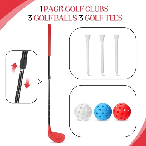 Miniatura 2 de Realspring Juego de palos de golf ajustables para patio trasero, palos de astillado de plástico, bolas de plástico para exteriores, interiores