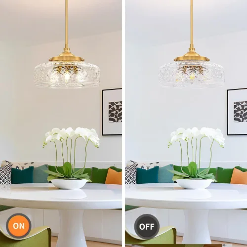 Miniatura 7 de 3 luces colgantes ajustables para isla de cocina, metal cepillado dorado y vidrio transparente, luces colgantes de latón vintage para baño, pasillo