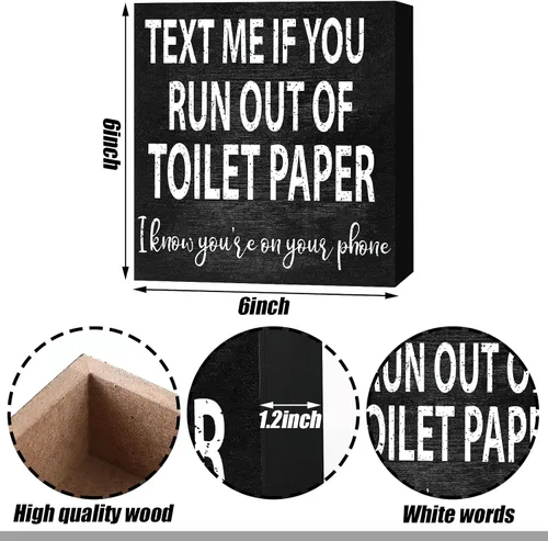 Miniatura 3 de 2 letreros divertidos de madera para decoración de baño, decoración clásica de madera, papel higiénico rústico, arte de pared de madera