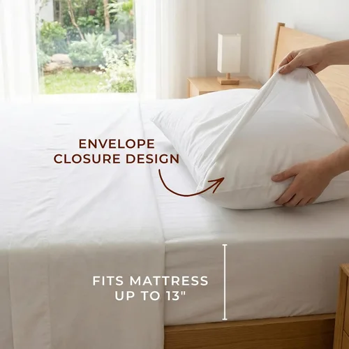 Miniatura 3 de Perú Pima – Juego de sábana de cama de 285 hilos – 100 % algodón peruano Pima – De percal Blanco