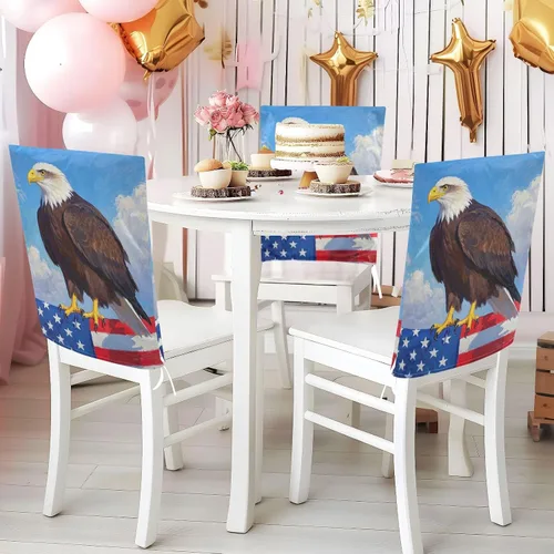 Miniatura 5 de 4th of July Independence Day Brown Bird Decorative Chair Protectors Covers for Family Gatherings Removable Office Seat Cover forro para sillas