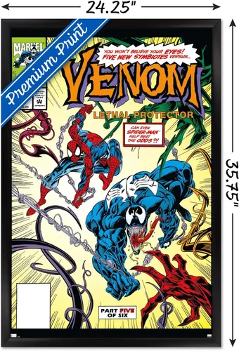 Miniatura 3 de Marvel Comics - Póster de pared Venom: Lethal Protector #5, 34 pulgadas de largo x 22.4 pulgadas de ancho, versión enmarcada en negro Versión