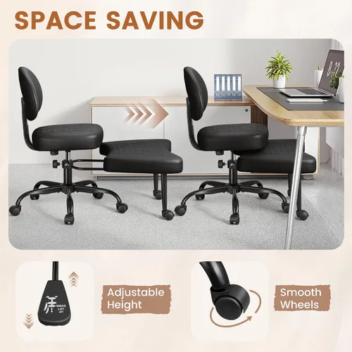 Miniatura 5 de Silla ergonómica de oficina con patas cruzadas con ruedas, sillas de meditación de altura ajustable para TDAH, yoga y trabajo de escritorio, asiento