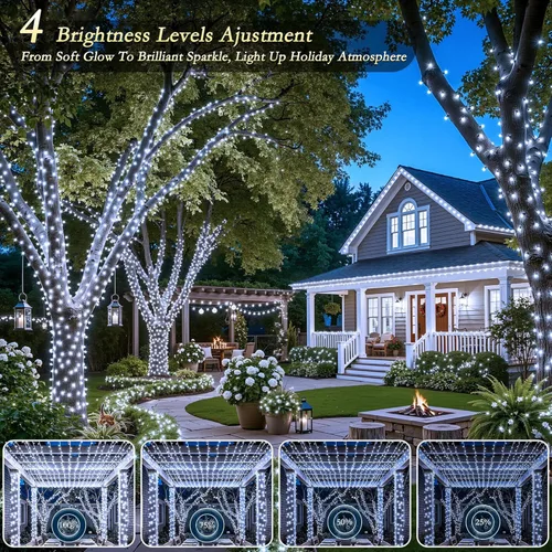 Miniatura 6 de Luces de Navidad para exteriores, 800 LEDs 79.8 m Cadena de luces para árbol de Navidad, impermeables IP67, 8 modos, luces festivas blancas frías