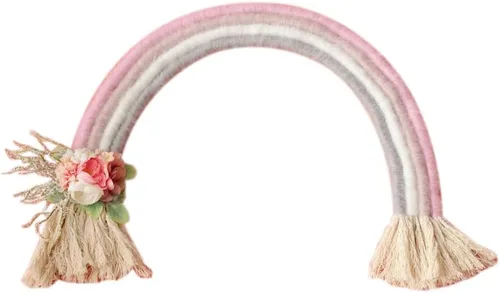 Accesorio de fotografía para bebé recién nacido, decoración para colgar en la pared, decoración bohemia macramé arco iris para colgar en la pared