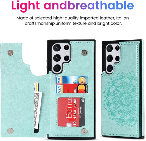 Miniatura 3 de Asuwish Funda compatible con Samsung Galaxy S22 Ultra 5G y protector de pantalla de vidrio templado, accesorios para celular, ranura para tarjetero