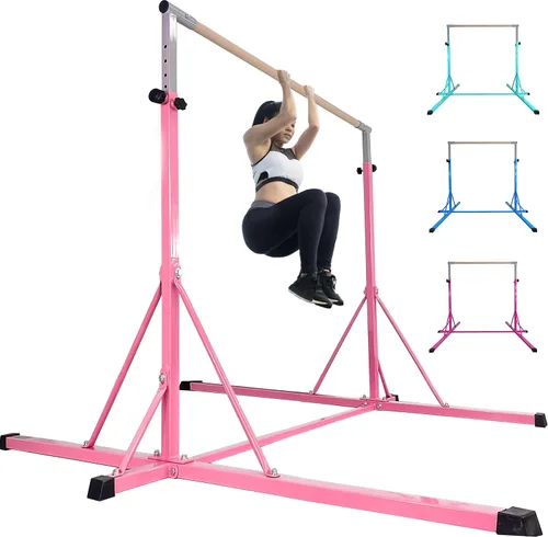 Miniatura 11 de Gymnastics Bar, 5'10” Base length 45" to 71" Adjustable Horizontal Bar for Serious Training, 500 LBS Capacity, Professional Home Gym Equipment with