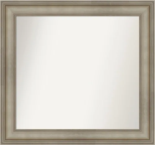 Miniatura 222 de Amanti Art Espejo de baño plateado para sobre el fregadero, 26 x 26 pulgadas, espejo cuadrado de plata antigua, marco de madera tradicional mediano