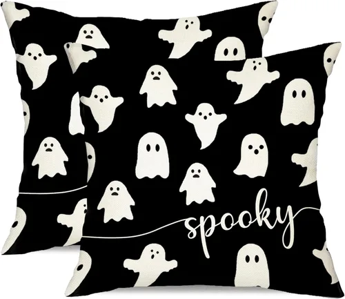 Miniatura 13 de Funda de almohada de Halloween de 12 x 20 pulgadas, diseño de fantasma, acuarela, para Halloween, decoración de almohadas lumbares para exteriores