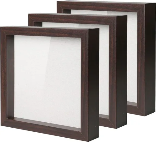Miniatura 6 de Muzilife Caja de fotos con tablero de lino, vitrina de vidrio de madera profunda, lista para colgar, caja de memoria, recuerdos deportivos