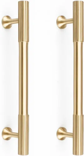Miniatura 9 de RZDEAL - 4 tiradores dorados de gabinete de latón macizo, centros de agujeros de 3 pulgadas, para manijas de gabinete de cocina, cajón, baño