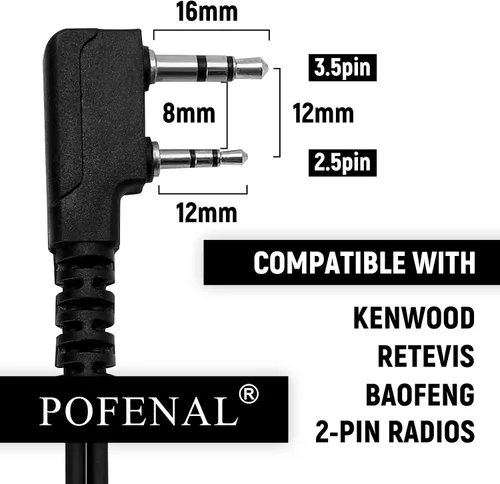 Miniatura 4 de Walkie Talkie Auricular con micrófono, diseño en forma de G de ajuste seguro para Retevis RT22/RT68/RT21/H-777/RT86, compatible con Baofeng