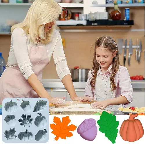Miniatura 3 de Paquete de 2 moldes de chocolate de cosecha de otoño, Acción de Gracias, calabaza, bellota, hojas de arce, moldes de silicona, moldes de resina