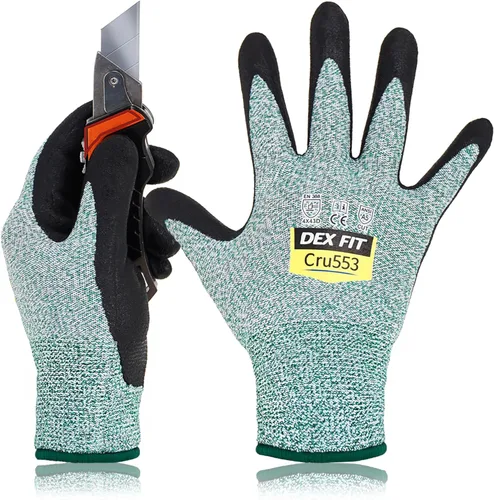 Miniatura 29 de DEX FIT Guantes resistentes a cortes nivel 5 Cru553, ajuste elástico cómodo 3D, agarre de potencia, grado profesional, delgados, compatibles