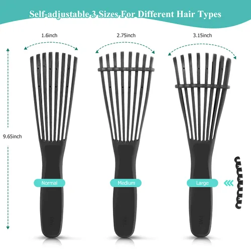Miniatura 3 de Cepillo desenredante para el cabello, cepillo desenredante para adultos y niños, juego de peines para cabello rizado, ensortijado, afro y ondulado