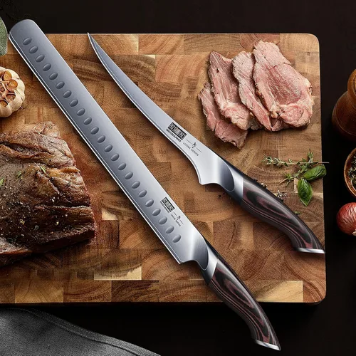 Miniatura 6 de HOSHANHO Juego de cuchillos para tallar barbacoa, cuchillo para cortar y deshuesar para cortar carne, cuchillo profesional ultra afilado