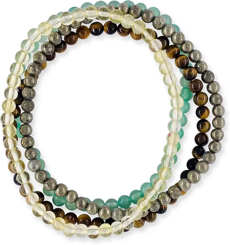 Miniatura 4 de Juego de pulseras apilables de piedras preciosas de cristal curativo con cuentas de 0.157 in que atraen dinero, abundancia, riqueza, antiansiedad