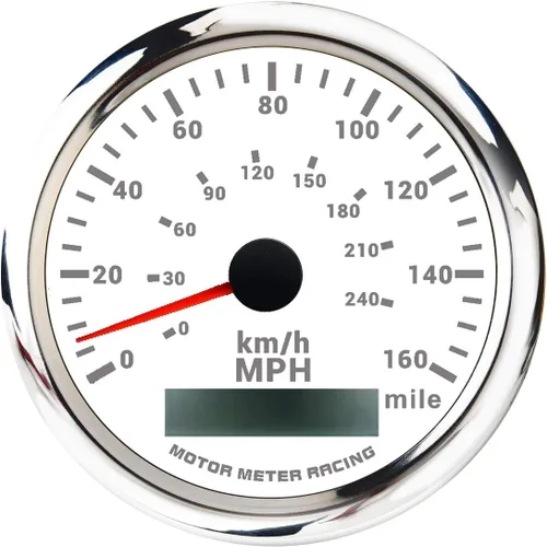 Miniatura 11 de MOTOR METER RACING Serie Pro W 85mm 3-3/8" Velocímetro GPS digital Odómetro 193 km/h Esfera negra LED blanco Impermeable para coche, camión, barco