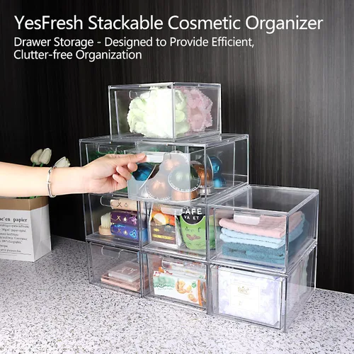 Miniatura 2 de Yes!Fresh Organizador de cajones, organizador de escritorio apilable con particiones interiores extraíbles para organización y almacenamiento