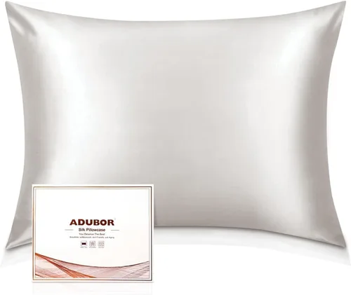 Miniatura 26 de Adubor Funda de almohada 100% de seda, fundas de almohada de seda de morera, 22 fibras de grado Momme 6A, funda de almohada de seda para la salud