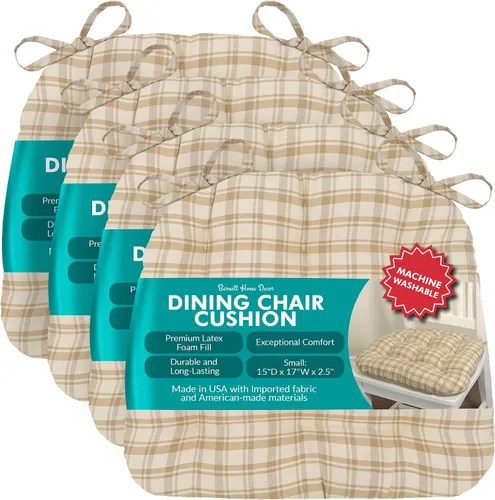 Miniatura 56 de Barnett Almohadilla para silla de comedor con lazos. Gamuza microfibra, microgamuza, reversible, relleno de espuma de látex, se puede lavar a Negro