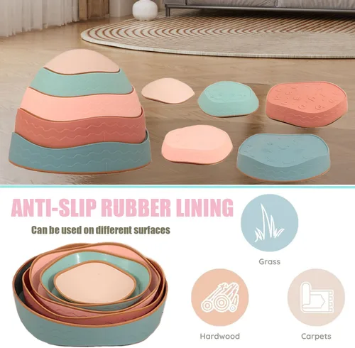 Miniatura 2 de Fanboxk - Piedras de equilibrio para niños, piedras sensoriales antideslizantes para promover habilidades de equilibrio y coordinación en niños