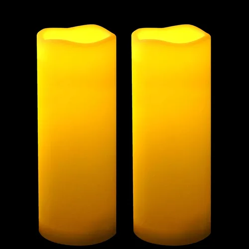 Miniatura 27 de 4 velas LED escalonadas sin flama, de pilas, impermeables, para exteriores, con temporizador, luz nocturna parpadeante de resina plástica
