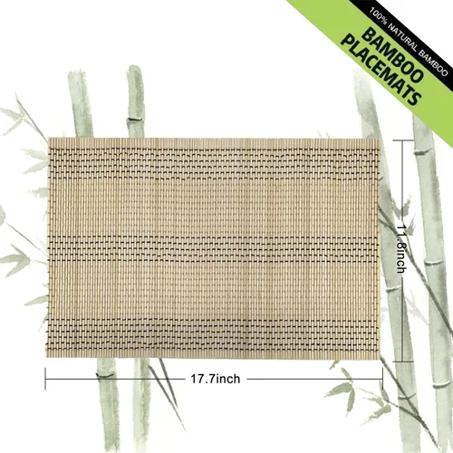 Miniatura 2 de Juego de 8 manteles individuales de bambú natural antideslizantes, lavables, resistentes al calor, para comedor y cocina (beige)