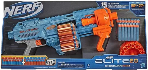 Miniatura 8 de Nerf Elite 2.0 Shockwave RD-15 Blaster, 30 Nerf Dards, 15 dardos giratorios, Bombeo-Acción Slam Fire, capacidad de personalización incorporada 3.1 x