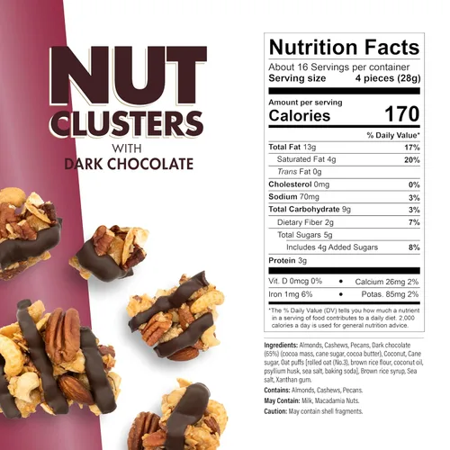 Miniatura 3 de Inno Foods - Racimos de nueces de chocolate oscuro, sin gluten, sin OMG, paquete de 3, 16 onzas cada uno