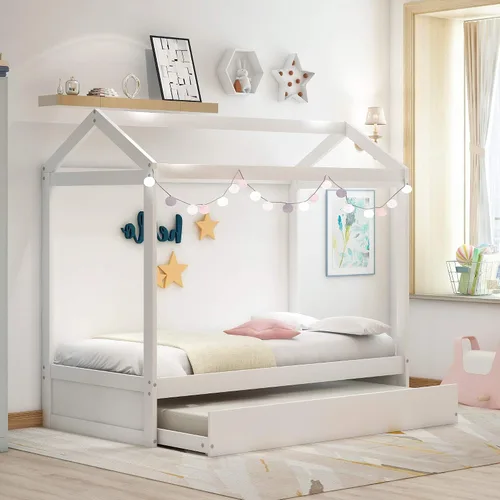Miniatura 3 de Bastidor para cama tamaño Twin, con techo y cerca, no incluye box spring