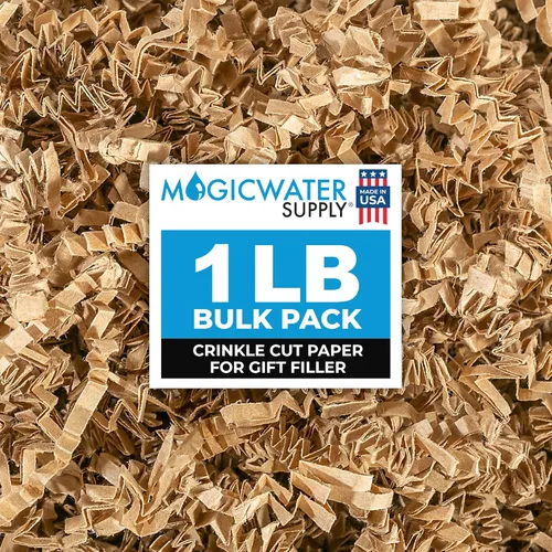 MagicWater Supply - Relleno de papel triturado y arrugado - 450 g kraft - Embalaje decorativo y protector para regalos de dama de honor y regalos de