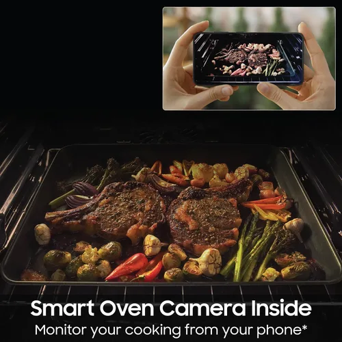 Miniatura 4 de SAMSUNG Rango eléctrico deslizante inteligente a medida de 6.3 pies cúbicos con cámara de horno inteligente y perillas de precisión iluminadas