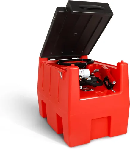 Tanque diésel portátil de 58 galones, tanque de combustible portátil con bomba de transferencia eléctrica de 12 V y caudal de 10.6 GPM, boquilla de