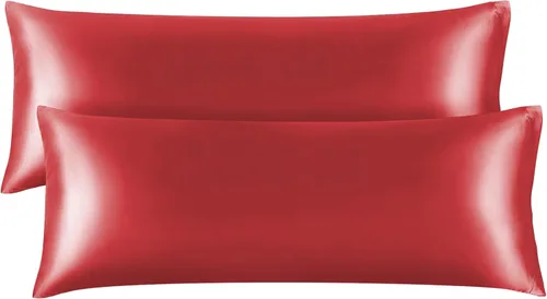 Miniatura 160 de Bedelite Funda de almohada de satén para el cuerpo, súper suave y refrescante, para el cabello y la piel, transpirable, sedosa y larga, 20 x 54 Rosa