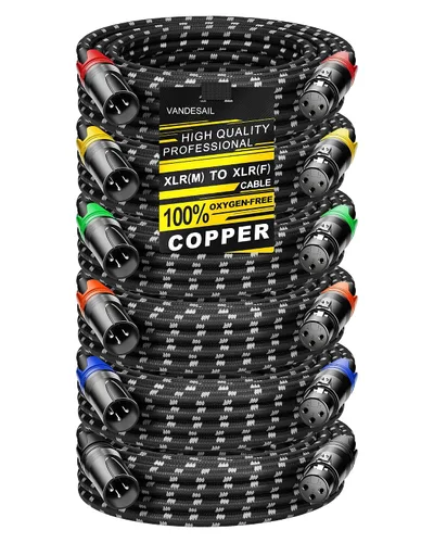 Miniatura 16 de Cable corto XLR, cable de micrófono de 1 pie, paquete de 2 unidades, toda la longitud de 6 pulgadas a 100 pies, cable de micrófono equilibrado