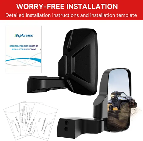 Miniatura 7 de Espejos Laterales Ranger Montados en Puerta, Espejos Laterales UTV Esploratori para Puerta Completa Polaris Ranger Compatible con Polaris Ranger