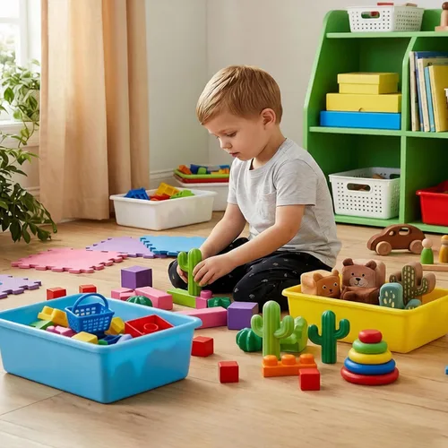 Miniatura 7 de WUWEOT Paquete de 5 cubos de almacenamiento grandes, 15 x 11.5 pulgadas, organizador apilable de plástico para aula, cesta de juguetes multiusos