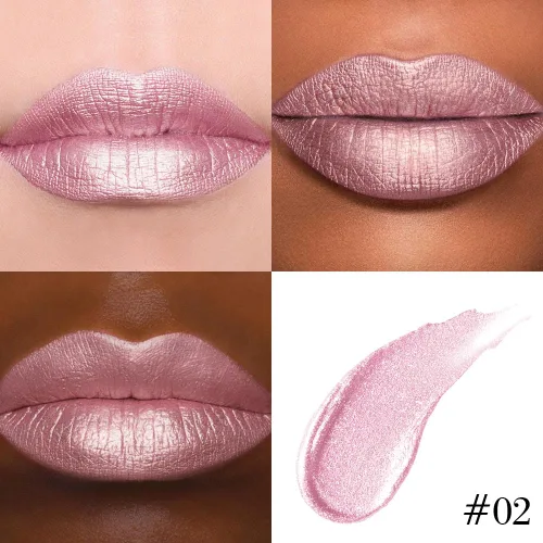 Miniatura 5 de evpct Juego de delineador de labios y lápiz labial metálico rosa claro, para mujeres, de larga duración, impermeable, 24 unidades, color rosa claro