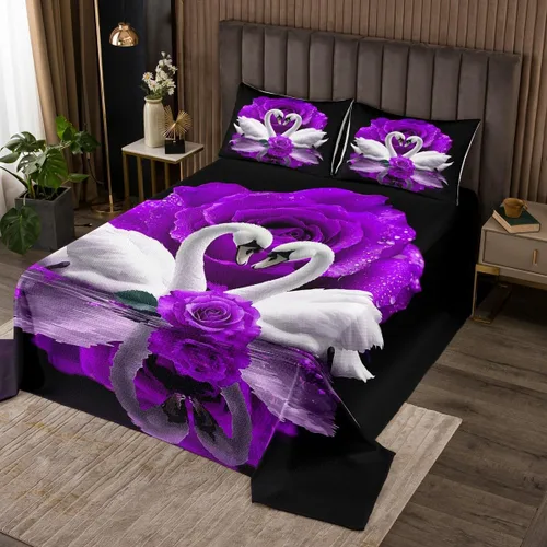 Miniatura 5 de Erosebridal Juego de edredón de león, color turquesa, verde azulado, rosa para mujeres y hombres, juego de colcha de flores de animales salvajes