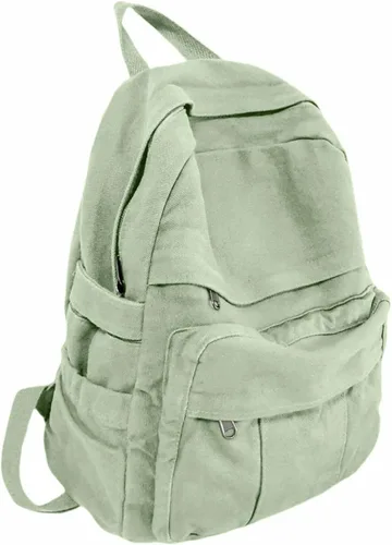 Miniatura 12 de Mochila de lona para mujer, mochila estética retro, mochila básica para estudiantes de secundaria/universidad, bolsa de viaje para laptop, Negro